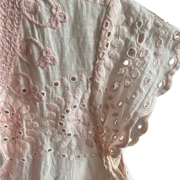 Calypso St. Barth Rondinara Pink Eyelet Embroidered Mini Dresss. Size Small. - Picture 4 of 11